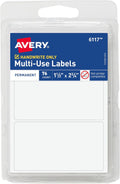 Avery Multi-Use Permanent Labels, 1.5" x 2.75", White, Non-Printable, 76 Blank Labels Total (6117)