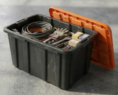 Tough Strong Storage Tote Bin, Plastic Organizer Box, Black Base & Yellow Snap-on Lid – ECOSTACK®