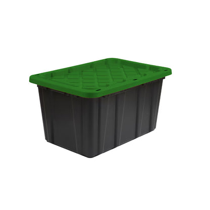 Tough Strong Storage Tote Bin, Plastic Organizer Box, Black Base & Yellow Snap-on Lid – ECOSTACK®