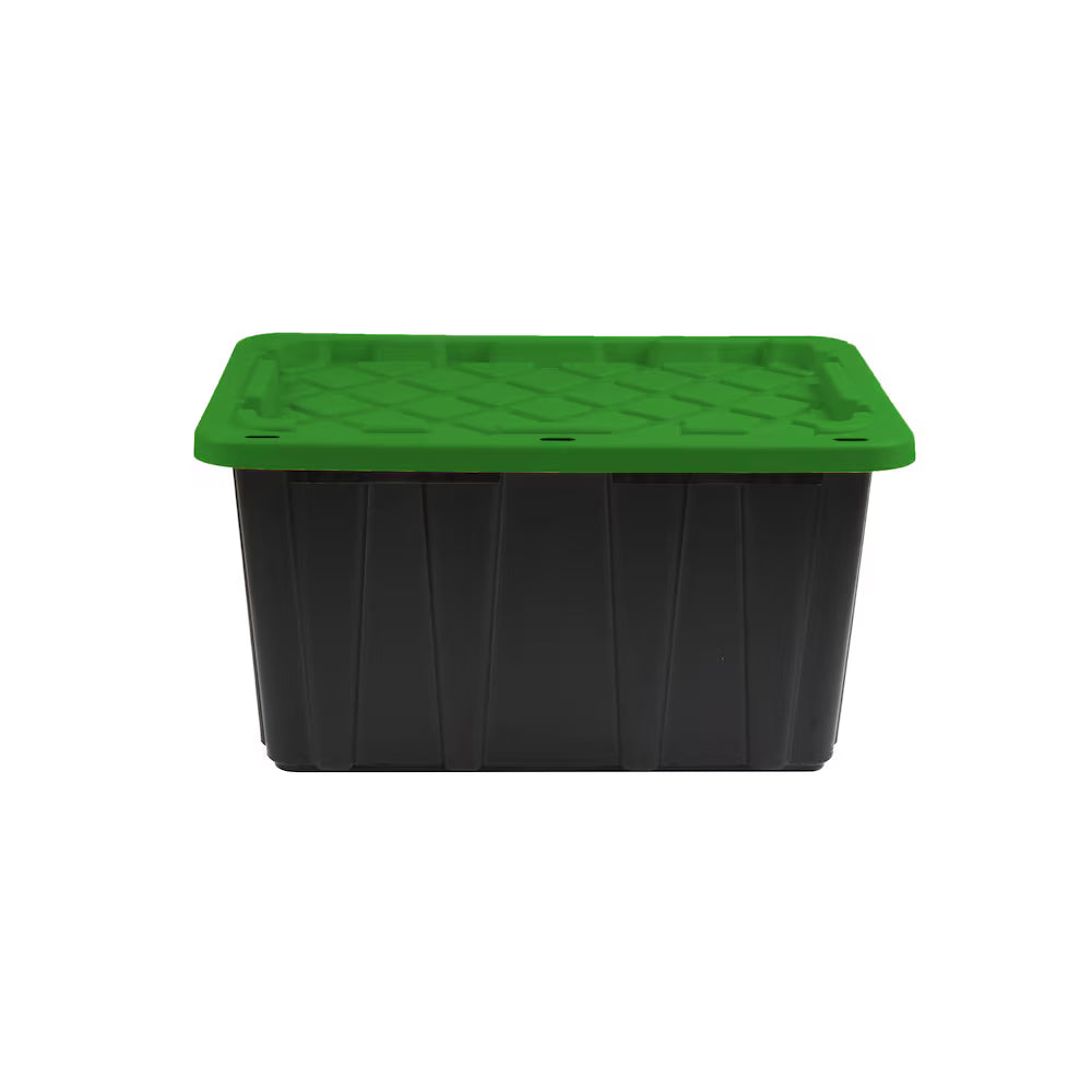 Tough Strong Storage Tote Bin, Plastic Organizer Box, Black Base & Yellow Snap-on Lid – ECOSTACK®