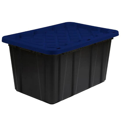 Tough Strong Storage Tote Bin, Plastic Organizer Box, Black Base & Yellow Snap-on Lid – ECOSTACK®
